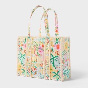 Roller Rabbit x Target Vacation Fringe Canvas Tote Bag Yellow/Green SO LE NWT